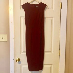 Express Back zipper form fitting maroon midi dress